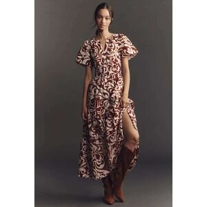 anthropologie bordeaux maxi dress By Anthropologie V-Neck Maxi Dress